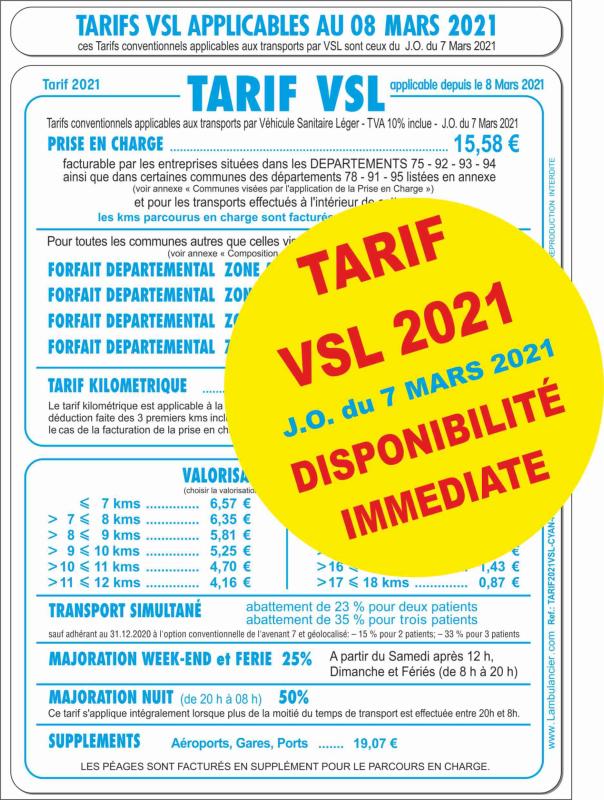 TARIF VSL 2021